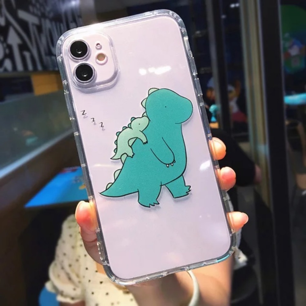Sleepy Dinosaur Clear Phone Case
